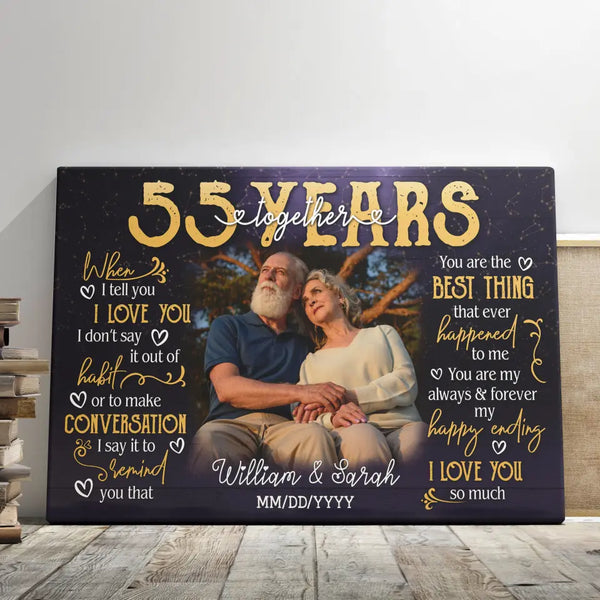 Personalized Photo Canvas Prints, Gifts For Couples, 55th Anniversary Gift For Husband And Wife, 55 Years When I Tell You I Love You Dem Canvas