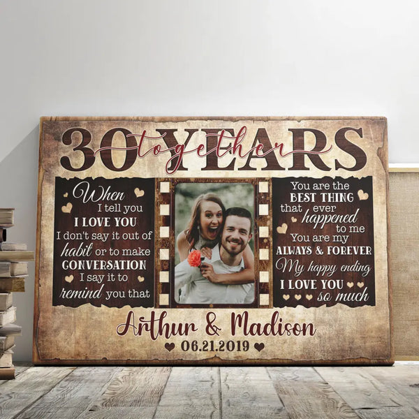 Personalized Canvas Prints, Custom Photos, Couple Gifts, Wedding Gifts, Unique 30 Years Anniversary Gift Dem Canvas