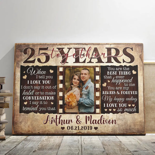 Personalized Canvas Prints, Custom Photos, Couple Gifts, Wedding Gifts, Unique 25 Years Anniversary Gift Dem Canvas