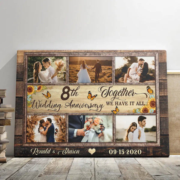 Personalized Canvas Prints, Custom Photos, Couple Gifts, Anniversary Gifts, 8th Anniversary Photo Gift Together We Have It All Dem Canvas