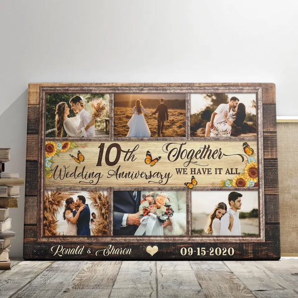 Personalized Canvas Prints, Custom Photos, Couple Gifts, Anniversary Gifts, 10th Anniversary Photo Gift Together We Have It All Dem Canvas