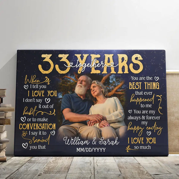 Personalized Photo Canvas Prints, Gifts For Couples, 33rd Anniversary Gift For Husband And Wife, 33 Years When I Tell You I Love You Dem Canvas