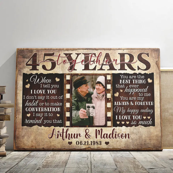 Personalized Canvas Prints, Custom Photos, Couple Gifts, Wedding Gifts, Unique 45 Years Anniversary Gift Dem Canvas