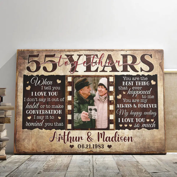 Personalized Canvas Prints, Custom Photos, Couple Gifts, Wedding Gifts, Unique 55 Years Anniversary Gift Dem Canvas