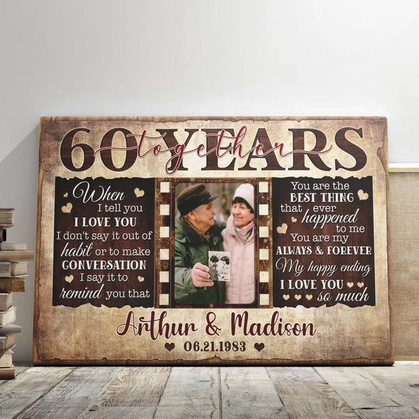 Personalized Canvas Prints, Custom Photos, Couple Gifts, Wedding Gifts, Unique 60 Years Anniversary Gift Dem Canvas