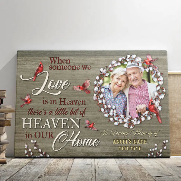 Personalized Canvas Prints, Custom Photos, Memorial Gifts, Sympathy Gifts, There’s a Little Bit Of Heaven in Our Home Dem Canvas