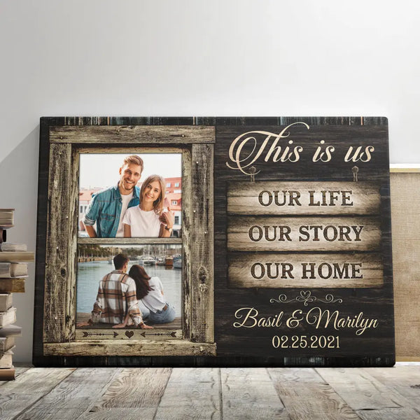 Personalized Canvas Prints, Custom Photo, Couple Gifts, Anniversary Gifts, Couple Wife Husband Our Life Story Home Anniversary Dem Canvas