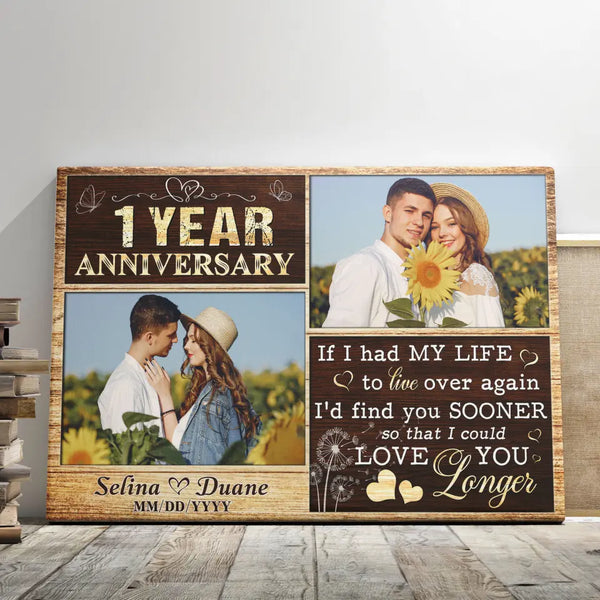 Personalized Canvas Prints, Custom Photo, Gifts For Couples, Wedding Date 1st Anniversary Gifts, Love You Longer Dem Canvas