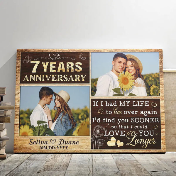 Personalized Canvas Prints, Custom Photo, Gifts For Couples, Wedding Date 7th Anniversary Gifts, Love You Longer Dem Canvas