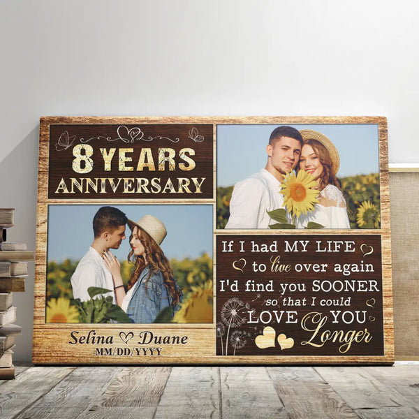 Personalized Canvas Prints, Custom Photo, Gifts For Couples, Wedding Date 8th Anniversary Gifts, Love You Longer Dem Canvas