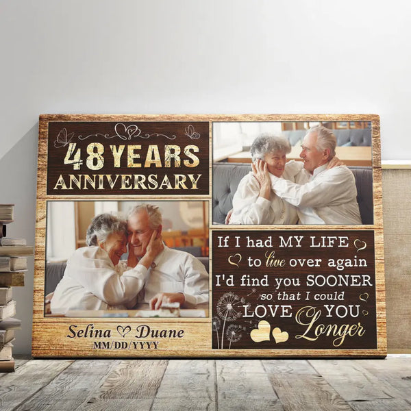 Personalized Canvas Prints, Custom Photo, Gifts For Couples, Wedding Date 48th Anniversary Gifts, Love You Longer Dem Canvas