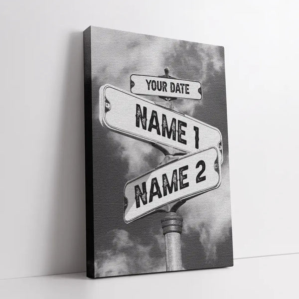 Personalized Canvas Prints Street Sign Black And White Canvas Prints Gift Your Names Street Sign Gifts For The Wedding Anniversary Dem canvas