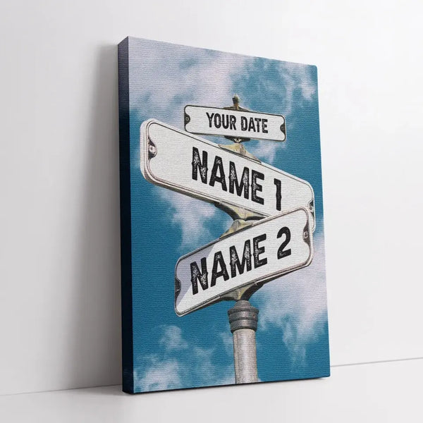 Personalized Canvas Prints Vintage Street Sign With Names And Date Family Wall Decor Street Sign Gifts For The Wedding Anniversary Dem canvas