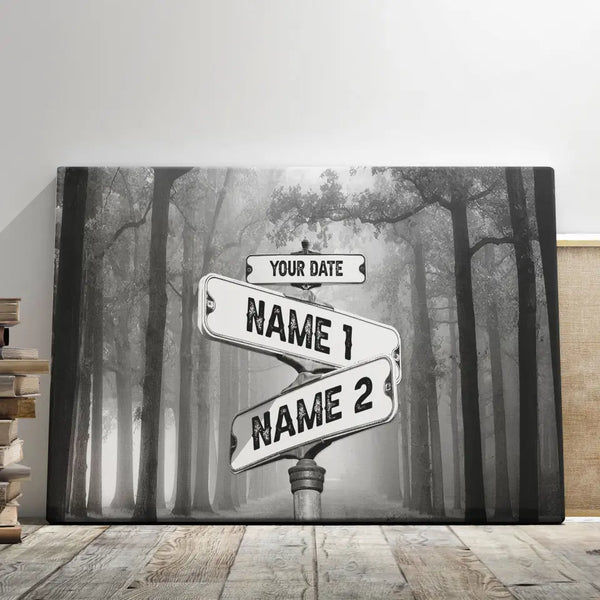 Street Sign Multi-Names Vintage Street Sign For Couples Street Sign Gifts For The Wedding Anniversary Dem canvas