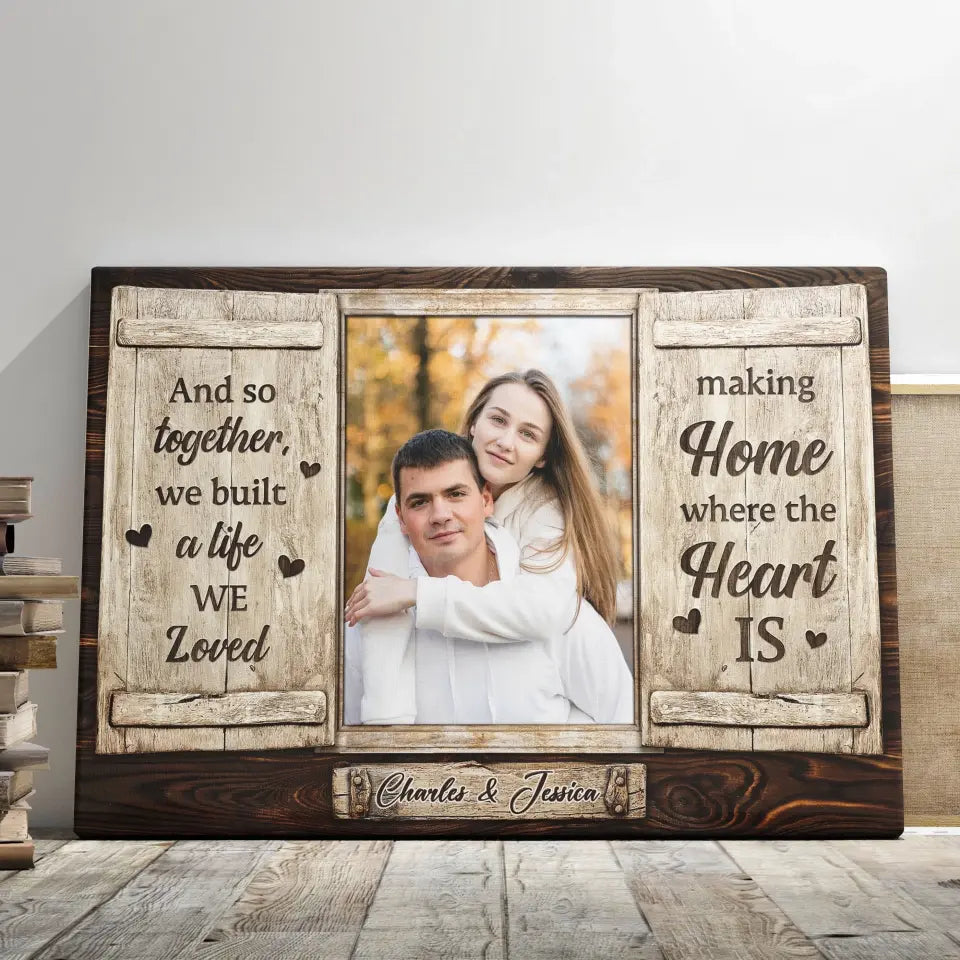 Personalized 50th Anniversary Photo Canvas For Parents, Golden
