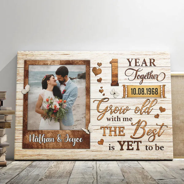 Personalized Canvas Prints, Custom Photo, Gifts For Couples, Wedding Gifts, 1st  Anniversary Gifts, Grow Old Dem Canvas