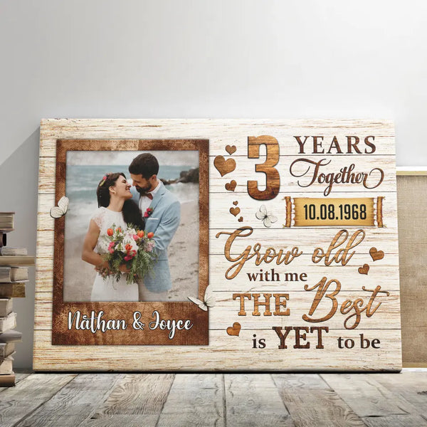 Personalized Canvas Prints, Custom Photo, Gifts For Couples, Wedding Gifts, 3rd Anniversary Gifts, Grow Old Dem Canvas