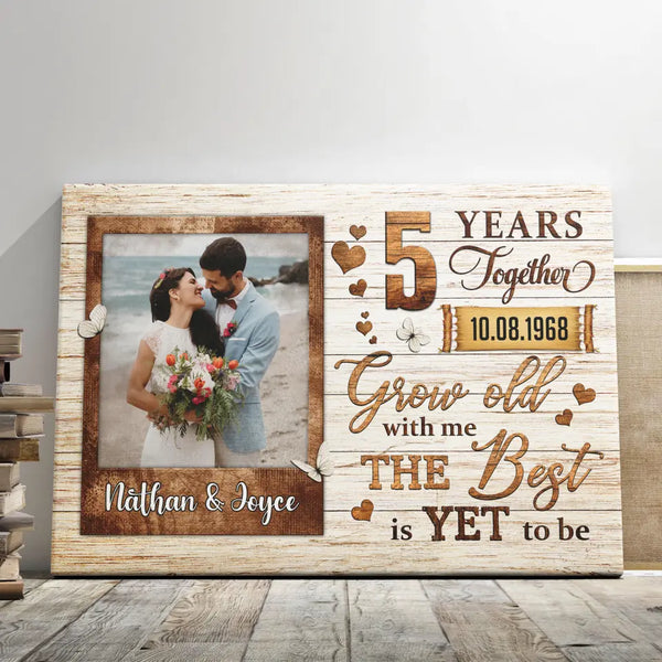 Personalized Canvas Prints, Custom Photo, Gifts For Couples, Wedding Gifts, 5th Anniversary Gifts, Grow Old Dem Canvas