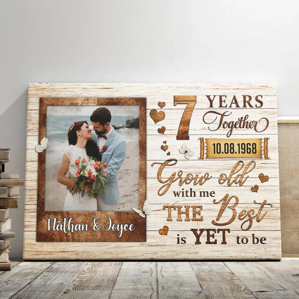 Personalized Canvas Prints, Custom Photo, Gifts For Couples, Wedding Gifts, 7th Anniversary Gifts, Grow Old Dem Canvas