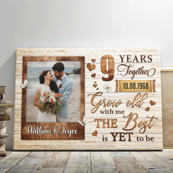 Personalized Canvas Prints, Custom Photo, Gifts For Couples, Wedding Gifts, 9th Anniversary Gifts, Grow Old Dem Canvas