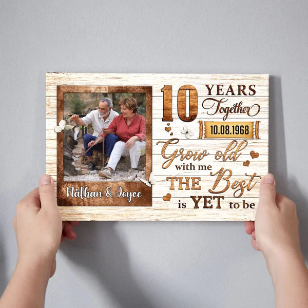 Personalized Canvas Prints, Custom Photo, Gifts For Couples, Wedding Gifts, 10th Anniversary Gifts, Grow Old Dem Canvas