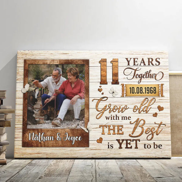 Personalized Canvas Prints, Custom Photo, Gifts For Couples, Wedding Gifts, 11th Anniversary Gifts, Grow Old Dem Canvas