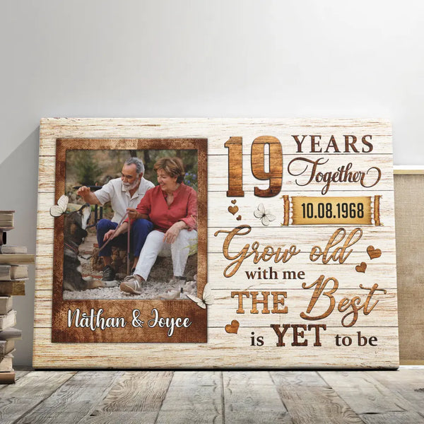 Personalized Canvas Prints, Custom Photo, Gifts For Couples, Wedding Gifts, 19th Anniversary Gifts, Grow Old Dem Canvas