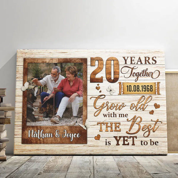 Personalized Canvas Prints, Custom Photo, Gifts For Couples, Wedding Gifts, 20th Anniversary Gifts, Grow Old Dem Canvas