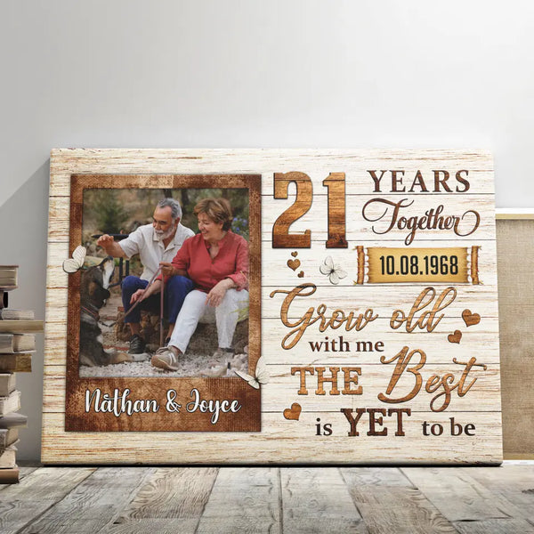Personalized Canvas Prints, Custom Photo, Gifts For Couples, Wedding Gifts, 21st Anniversary Gifts, Grow Old Dem Canvas