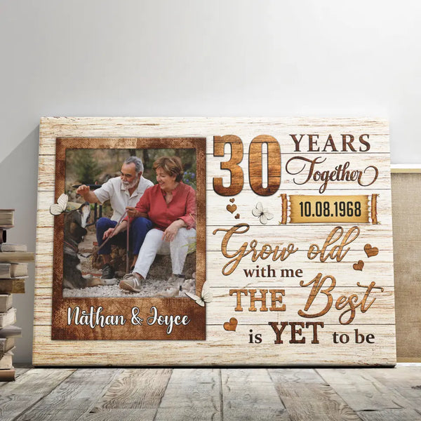 Personalized Canvas Prints, Custom Photo, Gifts For Couples, Wedding Gifts, 30th Anniversary Gifts, Grow Old Dem Canvas