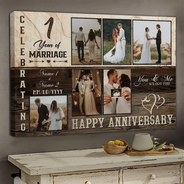 Personalized Canvas Prints, Custom Photo, Happy Wedding Anniversary Gifts, Marriage Gifts, 1 Year Married Gifts Wife Husband Present Dem Canvas