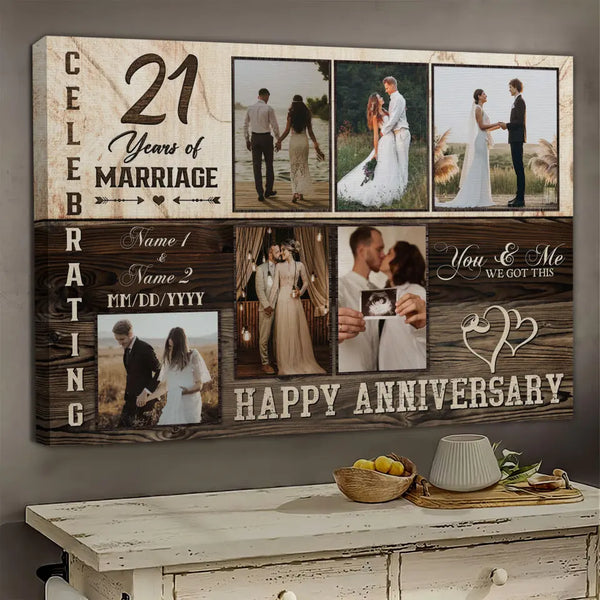 Personalized Canvas Prints, Custom Photo, Happy Wedding Anniversary Gifts, Marriage Gifts, 21 Years Married Gifts Wife Husband Present Dem Canvas