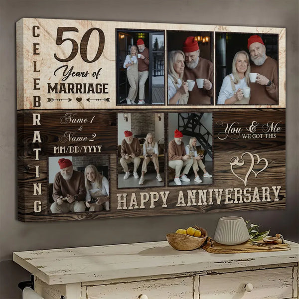 Personalized Canvas Prints, Custom Photo, Happy Wedding Anniversary Gifts, Marriage Gifts, 50 Years Married Gifts Wife Husband Present Dem Canvas