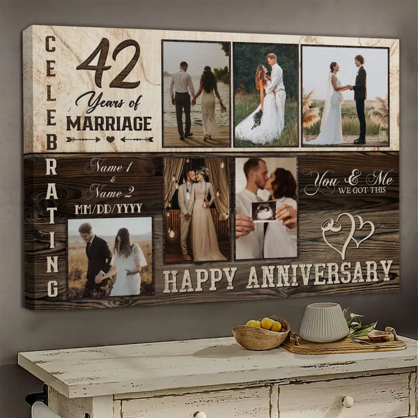 Personalized Canvas Prints, Custom Photo, Happy Wedding Anniversary Gifts, Marriage Gifts, 42 Years Married Gifts Wife Husband Present Dem Canvas