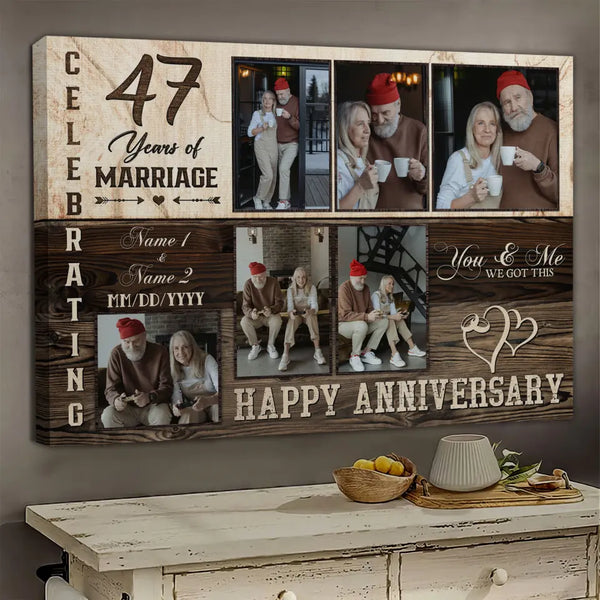 Personalized Canvas Prints, Custom Photo, Happy Wedding Anniversary Gifts, Marriage Gifts, 47 Years Married Gifts Wife Husband Present Dem Canvas