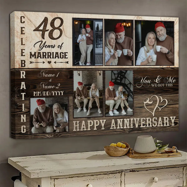 Personalized Canvas Prints, Custom Photo, Happy Wedding Anniversary Gifts, Marriage Gifts, 48 Years Married Gifts Wife Husband Present Dem Canvas