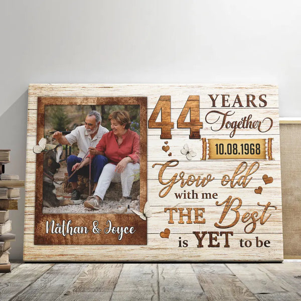 Personalized Canvas Prints, Custom Photo, Gifts For Couples, Wedding Gifts, 44th Anniversary Gifts, Grow Old Dem Canvas