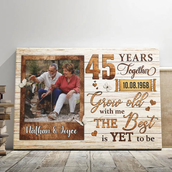 Personalized Canvas Prints, Custom Photo, Gifts For Couples, Wedding Gifts, 45th Anniversary Gifts, Grow Old Dem Canvas