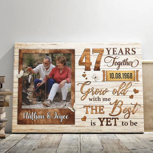 Personalized Canvas Prints, Custom Photo, Gifts For Couples, Wedding Gifts, 47th Anniversary Gifts, Grow Old Dem Canvas
