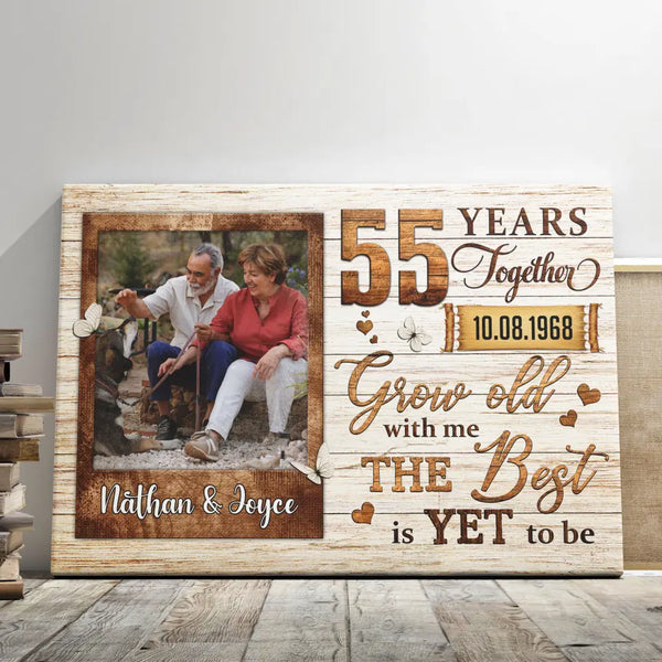 Personalized Canvas Prints, Custom Photo, Gifts For Couples, Wedding Gifts, 55th Anniversary Gifts, Grow Old Dem Canvas