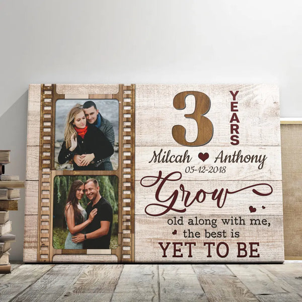 Personalized Canvas Prints, Custom Photo, Gifts For Couples, 3 Years Wedding Anniversary Gift For Wife For Husband Dem Canvas