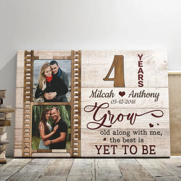 Personalized Canvas Prints, Custom Photo, Gifts For Couples, 4 Years Wedding Anniversary Gift For Wife For Husband Dem Canvas