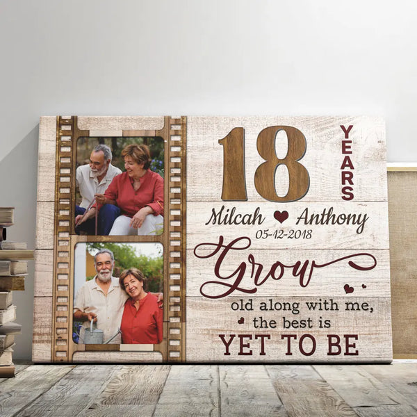 Personalized Canvas Prints, Custom Photo, Gifts For Couples, 18 Years Wedding Anniversary Gift For Wife For Husband Dem Canvas