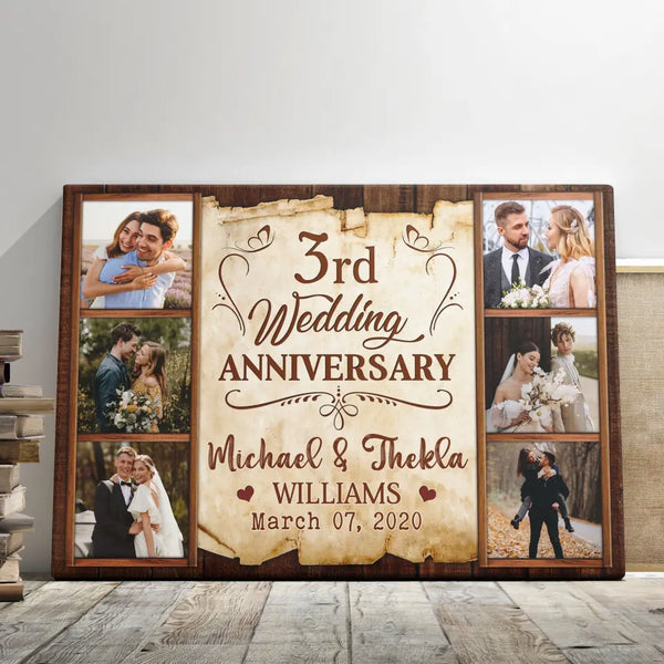 Personalized Canvas Prints, Custom Photo, Gifts For Couples, 3rd Wedding Anniversary Gift For Wife For Husband Dem Canvas
