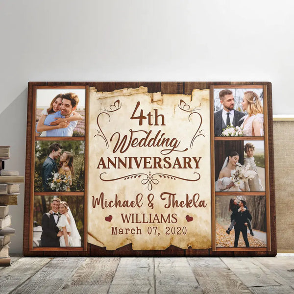 Personalized Canvas Prints, Custom Photo, Gifts For Couples, 4th Wedding Anniversary Gift For Wife For Husband Dem Canvas