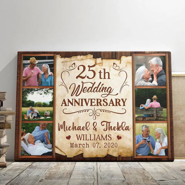 Personalized Canvas Prints, Custom Photo, Gifts For Couples, 25th Wedding Anniversary Gift For Wife For Husband Dem Canvas