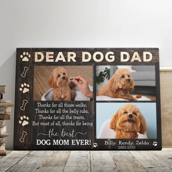 Personalized Canvas Prints, Custom Photo, Gift For A Dog Lover, Pet Gift, Pet Memorial Memorial Gifts for Dog Dad Dem Canvas