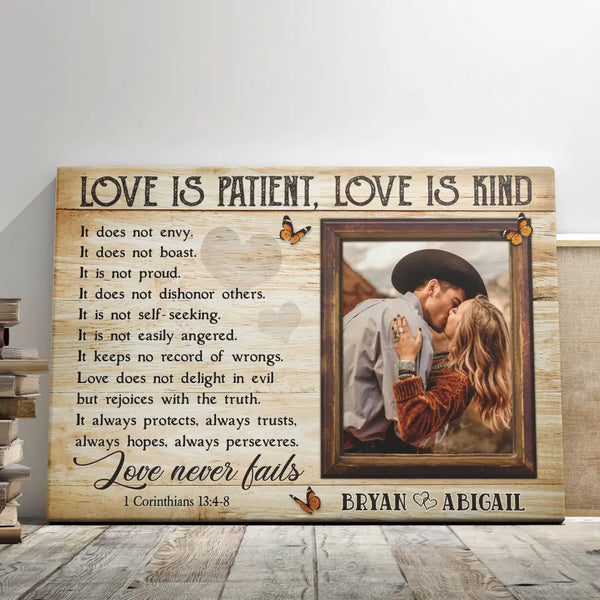 Personalized Canvas Prints, Custom Photo, Gifts For Couples, Anniversary Gifts, Love Is Patient, Love Is Kind Dem Canvas