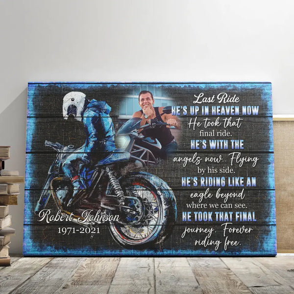 Personalized Canvas Prints, Custom Photo, Memorial Gifts, Sympathy Gifts, Biker Remembrance Motorcycle Rider Custom Memorial Photo Dem Canvas