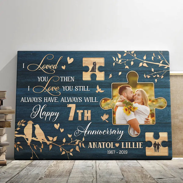 Personalized Canvas Prints, Custom Photo, Gifts For Couples, Wedding Gifts, 7th Anniversary Gifts, I Loved You Then I Love You Still Dem Canvas